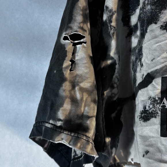 Vintage Harley Davidson Laughlin Tie Dye Black White Crop Top T Shirt Tee - Picture 4 of 10